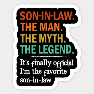 Son in Law The Man The Myth The Legend Sticker